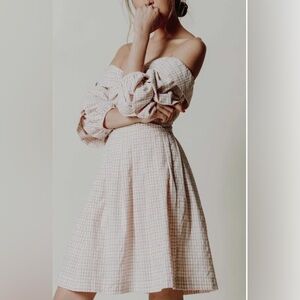Chriselle X J.O.A. Off Shoulder Plaid Dress Size Small
